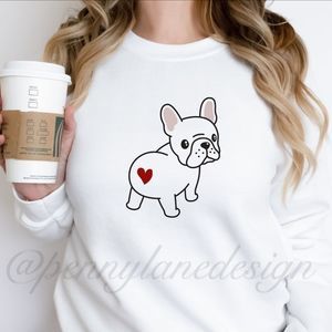 French Bulldog Heart Frenchie White Sweatshirt